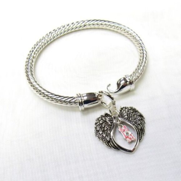 Silver Plated Mom's Blessing Angel Wing Charm Bracelet Mother Mom Gift - Picture 4 of 4